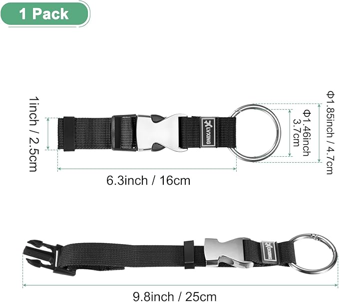 M METERXITY 1-Pack Add A Bag Luggage Strap, Adjustable Suitcase Belt for Connecting Luggage/Backpack/Jacket, Carry Strap with Ring Buckle [Black]
