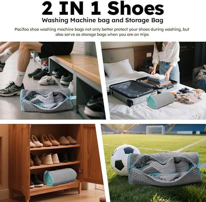Shoe Washing Machine Bag: Shoe Washing Bag Keeps Clean - Reusable Laundry Shoe Bag for Sneaker Tennis Shoes Unstain Cleaner Kit(Grey 2 Pcs)