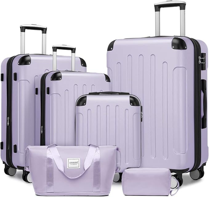 Luggage Sets 6 Piece, Expandable Luggage Set Clearance for Women, Suitcases with Wheels, Hardside Hard Shell Travel Luggage with TSA Lock (Lavender Purple, 6pcs)