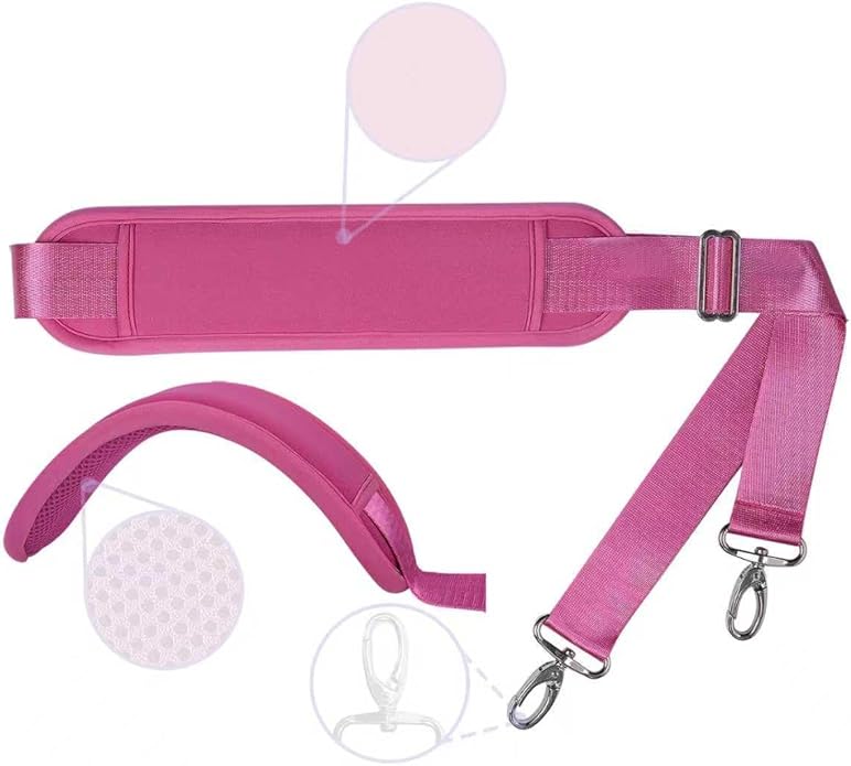 60 Inch Shoulder Strap with Removable Ultra-Thick Pad，Adjustable Buckles and Metal Hooks