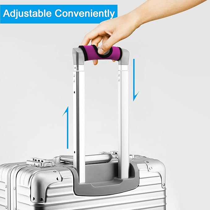 Cosmos 5 Pcs Neoprene Luggage Handle Wrap Soft Grip Handle Cover Luggage Identifier with Hollow Design for Push-Button Handle Trolley Handle and Travel Suitcase Trolley Case (Red Violet)