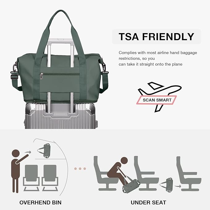 Travel Duffel Bag, Sports Tote Gym Bag, Shoulder Weekender Overnight Bag for Women