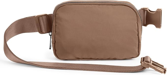 ODODOS Unisex Mini Belt Bag with Adjustable Strap Small Fanny Pack for Workout Running Traveling Hiking, Brown