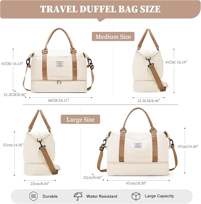 Weekender Bags for Women,Personal Item Travel Bag with Shoes Compartment,Overnight Travel Duffel Bag with Toiletry Bag,Medium