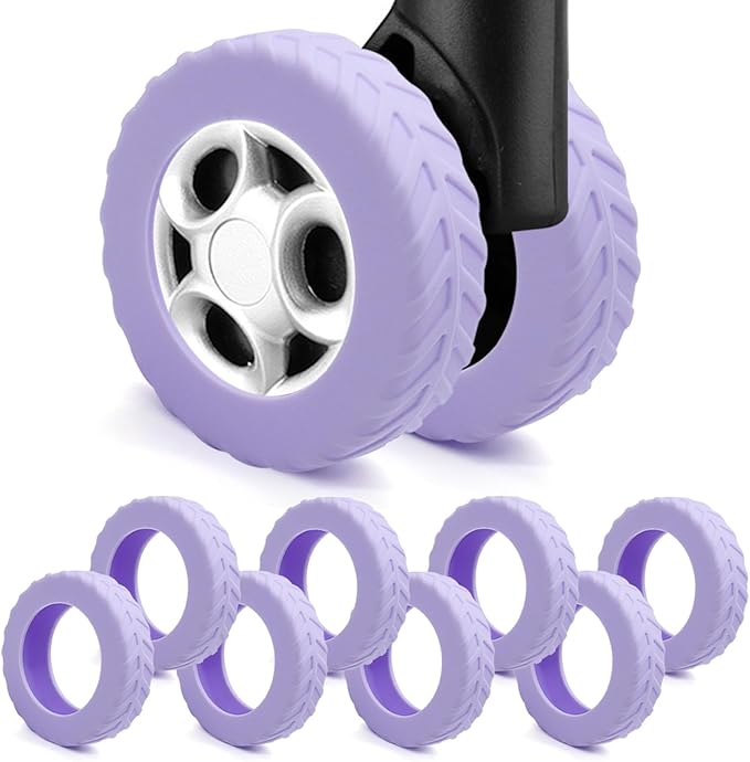 UMUST 8Pcs Luggage Wheel Covers,Silicone Cover for 2-2.4'' Suitcase Spinner Wheel, Upgrade Carry On Luggage Wheels Protector,Essential Travel Accessories (Purple)