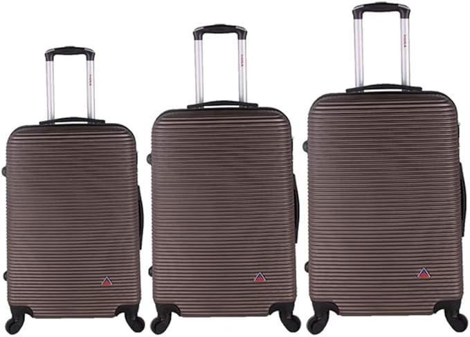 InUSA ROYAL Hardside Luggage Set with Spinner Wheel | Spacious Travel Suitcases with Ergonomic GEL Handle and Studs | (20/24/28) 3 Piece Luggage Set | Brown