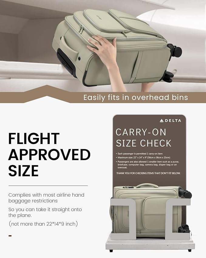 LOVEVOOK Carry On Luggage 22x14x9 Airline Approved, 22 Inch Softside Suitcases with Spinner Wheels, Lightweight Carry-on Suitcase with TSA Lock for Women Men, Large Luggage for Travel Business Trip