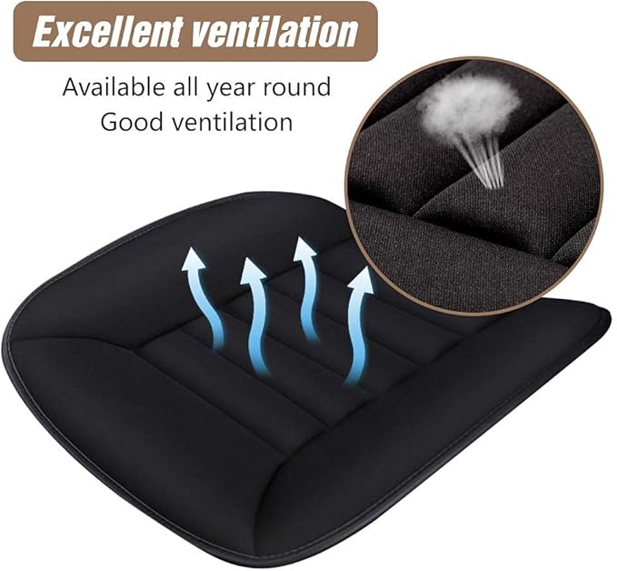 MYFAMIREA Car Seat Cushion Pad 1.2" Thick Comfort Seat Protector for Car Driver Seat Office Chair Home Use Memory Foam Seat Cushion with Non Slip Bottom, 20'' x 18.5'', Black