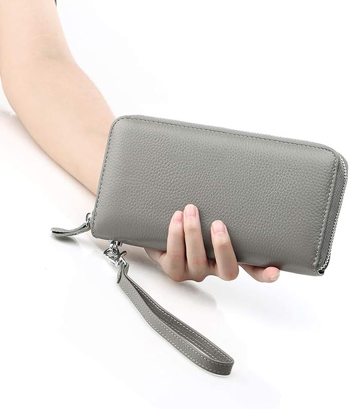 Moflycom Womens Wallet RFID Blocking Genuine Leather Zip Around Wallet Clutch Wristlet Travel Long Purse for Women