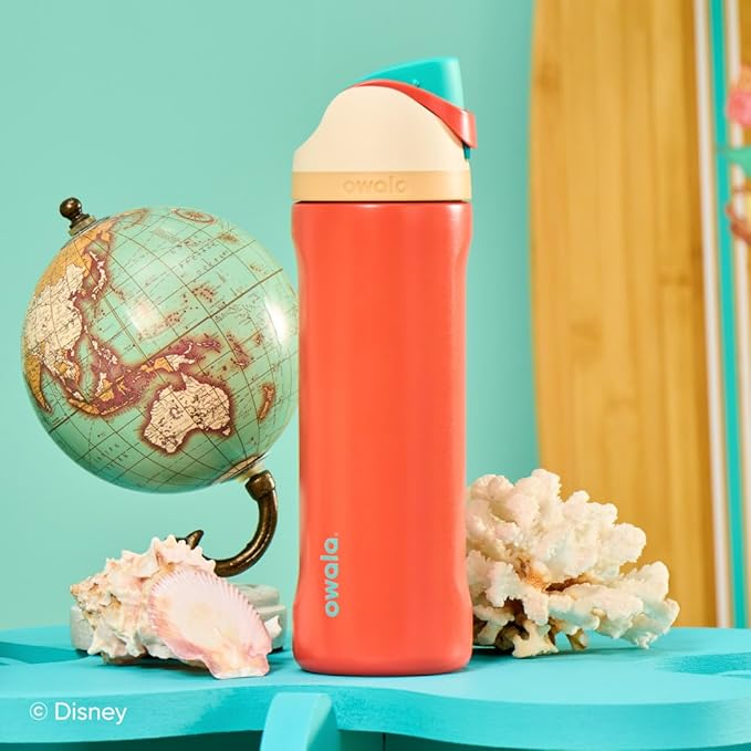 Owala Disney Princess FreeSip Insulated Stainless Steel Water Bottle with Straw for Sports and Travel, BPA-Free Sports Water Bottle, 24 oz, Moana