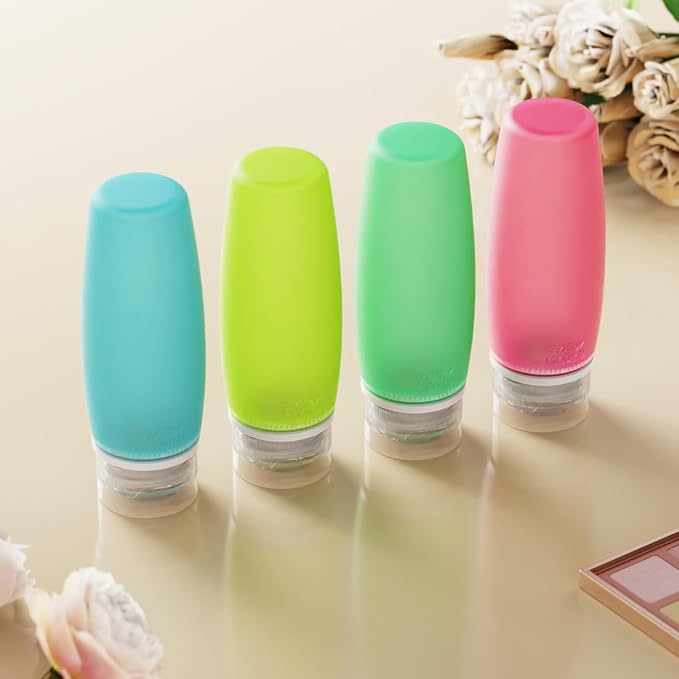 PACKISM 6 Pack TSA Approved Travel Bottles Set - Leak Proof 3.4oz Silicone Squeeze Containers for Toiletries, Refillable Accessories for Shampoo Conditioner Lotion Body Wash, BPA Free (Bottles Only)