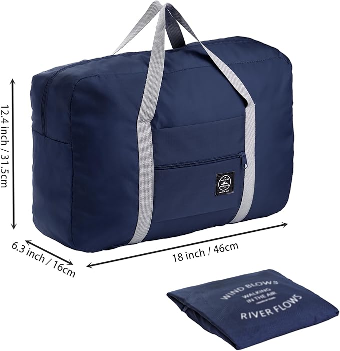 Foraineam 6 Pcs Foldable Travel Duffel Bags, Waterproof Weekender Overnight Tote Bags Personal Item Bag Lightweight Carry-on Luggage Bags for Sports, Gym, Outing, Vacation