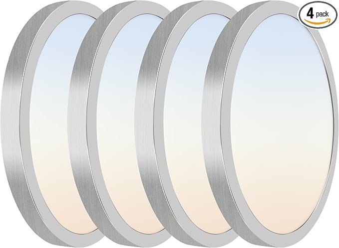 Hlite 12 Inch Flush Mount LED Ceiling Light,2400LM,3CCT,4 Pack | 24W 3000K/4000K/5000K Selectable,Low Profile Ceiling Light Fixtures for Kitchen Bedroom Hallway Laundry Room Closet,Nickel