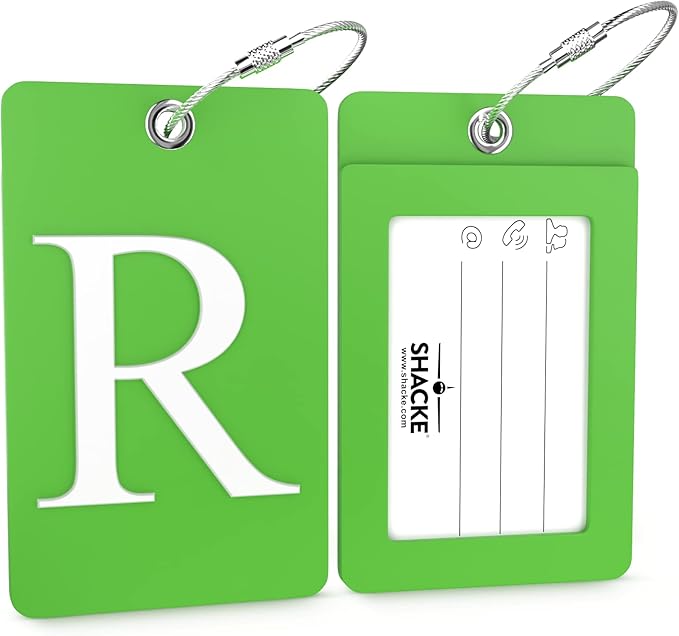 Luggage Tag Initial – Fully Bendable Tag w/Stainless Steel Loop (Letter R)