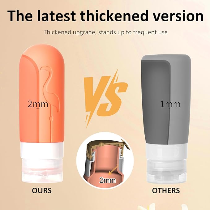 Empty 3 oz Travel Size Bottles Toiletries Containers for Toiletries Liquids，Small Silicone Mini Refillable Leak Proof TSA Approved Travel Bottles for Creams Shampoo and Conditioner Traveling
