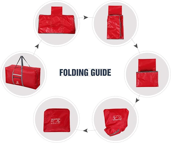 REDCAMP Foldable Extra Large Duffle Bag 100L/31 Inch, Lightweight Travel Duffel Bag with Adjustable Strap for Men Women,Red