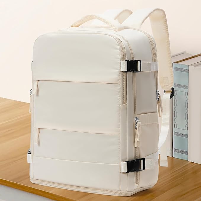 coowoz Travel Backpack For Women Men,Carry On Backpack,Hiking Backpacks Waterproof Outdoor Sports Rucksack Casual Daypack travel essentials（Off White）