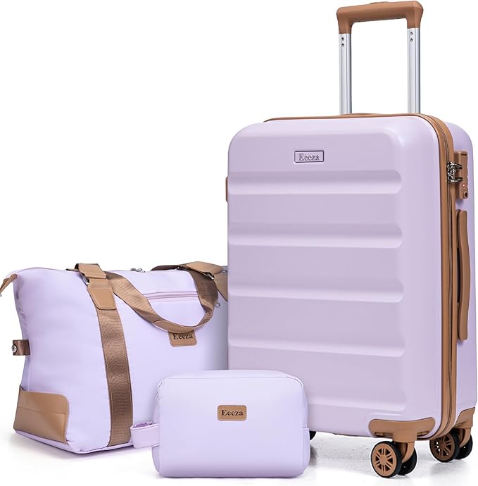 Luggage Sets 3 Piece,Suitcases with Wheels,Carry On Luggage Set,ABS Hard Case Luggage with TSA Lock Spinner Wheels(3 Piece Sets,Purple(20"/DB/TB))