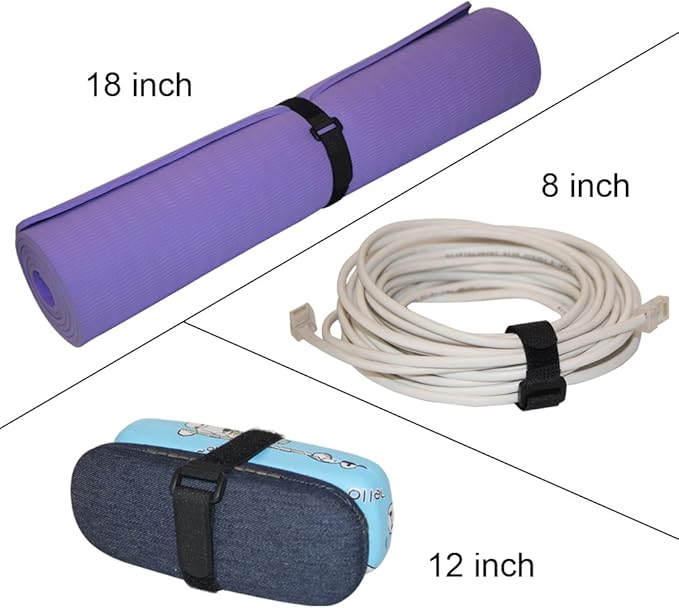 YiwerDer [16 Pack] 1 x 18" Hook and Loop Reusable Fastening Nylon Cable Securing Straps, Durable Functional Ties to Keep Your Places from Tangled Messes of Cords