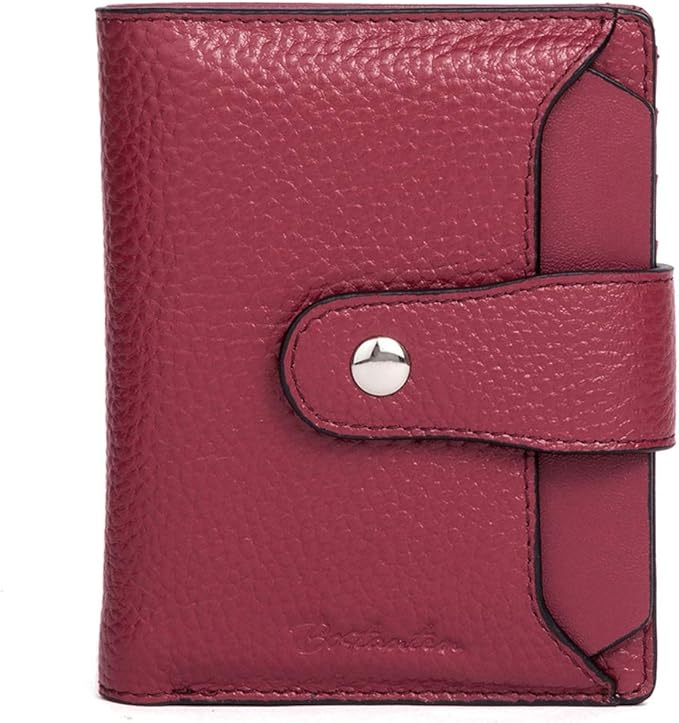 BOSTANTEN Women Leather Wallet RFID Blocking Small Bifold Zipper Pocket Wallet Card Case Purse with ID Window