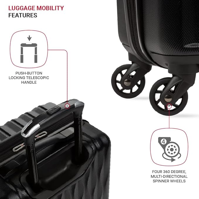 SwissGear 8018 Expandable Luggage, Hard Shell Carry-On Luggage with Spinner Wheels