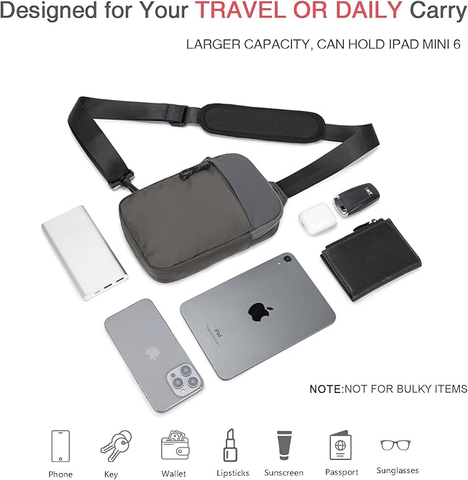 higouta Mini Sling Bag for Men Women, RFID Blocking Crossbody Backpack Casual Utility Chest Phone Bag for Travel Workout