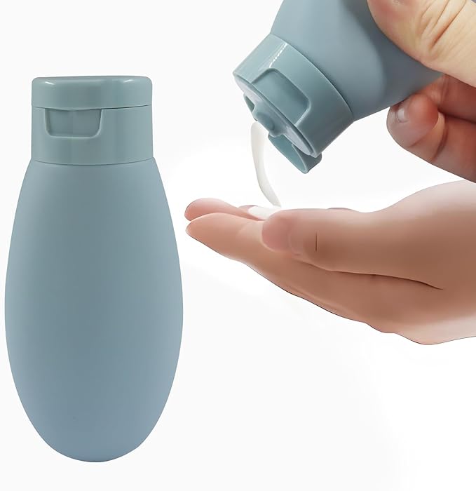 3pcs Travel Bottles - 60ml Leakproof & Squeezable Refillable Containers for Toiletries, Shampoo & Lotion (Solid Color)