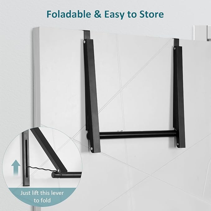 Optish Foldable Over The Door Clothes Hanger, Space Saving Small Clothes Rack Door Hangers for Clothing, 2Pack, Black