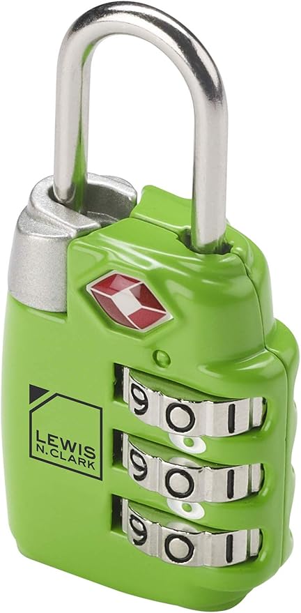 Lewis N. Clark Travel Sentry TSA-Approved Luggage Lock, Large 3 Dial Combination with Easy Read Dials - Green
