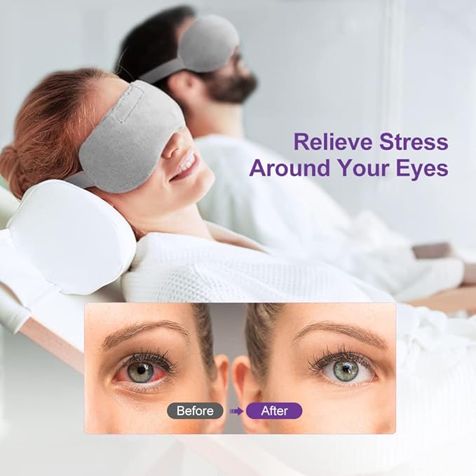 Umisleep Lavender Eye Mask, Aromatherapy Weighted Sleep Mask for Dry Eyes Men Women, Microwave Heated Hot Therapy Eye Cover Moist Compression Pain Relief, Pillow for Puffy Eyes, Sinus Pain, Grey