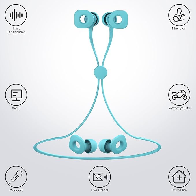2 Pairs of Earplugs for Sleeping,Reusable Hearing Protection Ear Plugs with 8 Pairs Ear Tips & One Connector Cord,Soft Earplugs for Noise Reduction,Concert,Musician & Work - 25dB-30dB