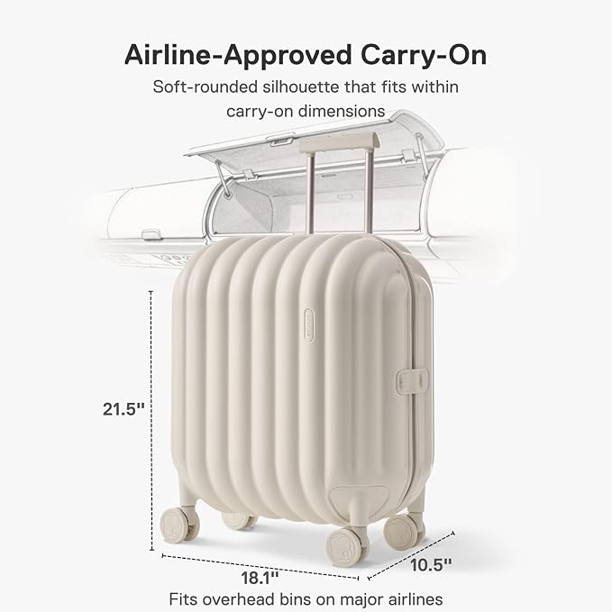 artrips Carry On Luggage 20 Inch for Business Travel & Short Trips, Italian-Inspired Lightweight Hard Shell Suitcase, German PC Matte Shell, Airline Approved, TSA Lock, White