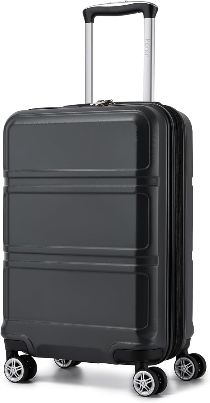 Kono Carry On Luggage 22x14x9 Airline Approved with Spinner Wheels,Lightweight PC+ABS 20 Inch Luggage with TSA Lock,Expandable Hard Shell Carry On Suitcases for Men Women,Grey