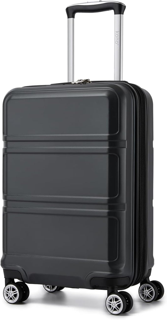 Kono Carry On Luggage 22x14x9 Airline Approved with Spinner Wheels,Lightweight PC+ABS 20 Inch Luggage with TSA Lock,Expandable Hard Shell Carry On Suitcases for Men Women,Grey