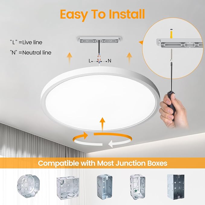 TALOYA Flush Mount Ceiling Light,12 Inch-4 Pack,20W,5000K Daylight | LED Ceiling Light for Bedroom, Living Room, Kitchen, Laundry and Hallway,110-240V Compatible,White