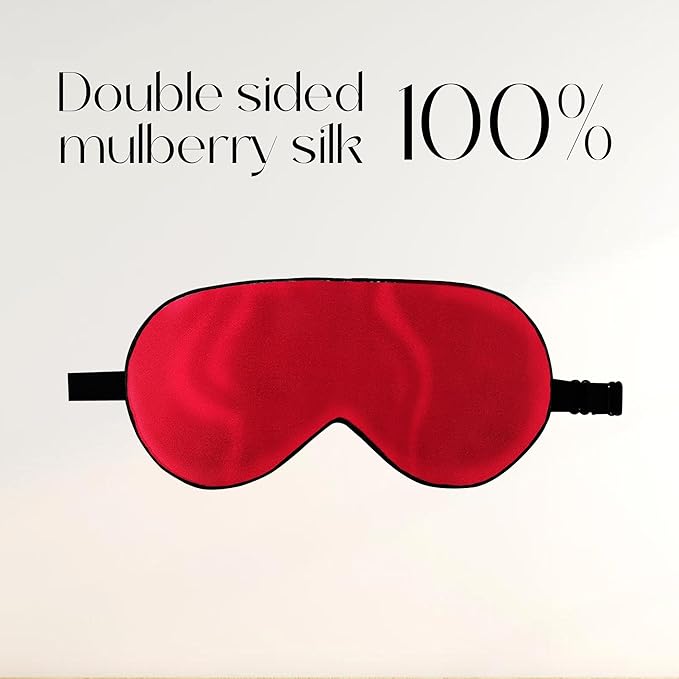 ZIMASILK 100% Natural Silk Sleep Mask Blindfold,Adjustable Super-Smooth Soft Eye Mask for Sleep with Bag (Burgundy)