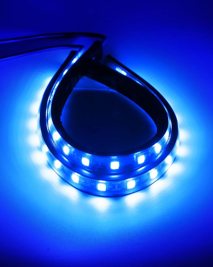 Keiurot 12V Led Light Strip for Cars 32CM Waterproof IP67,4-Pack | Blue Led Strip Lights for Car Underglow Motorcycles Golf Cart Boat Marine interior & Exterior, 5050 18-SMD,Strong Adhesive