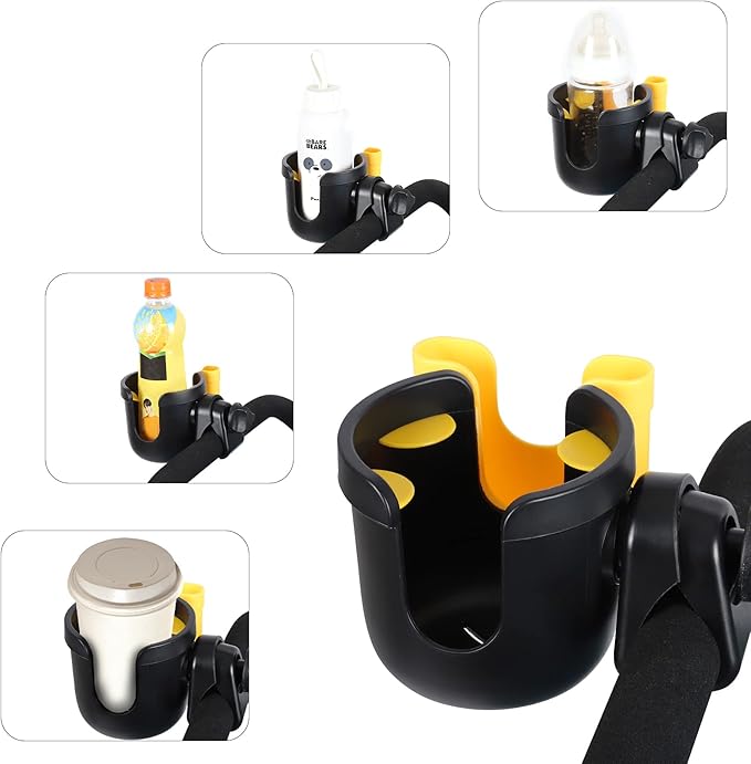 Accmor Stroller Cup Holder with Phone Holder, Bike Cup Holder, Universal Cup Holder for Uppababy Nuna Doona Strollers, 2-in-1 Cup Phone Holder for Stroller Bike Wheelchair Walker Accessory
