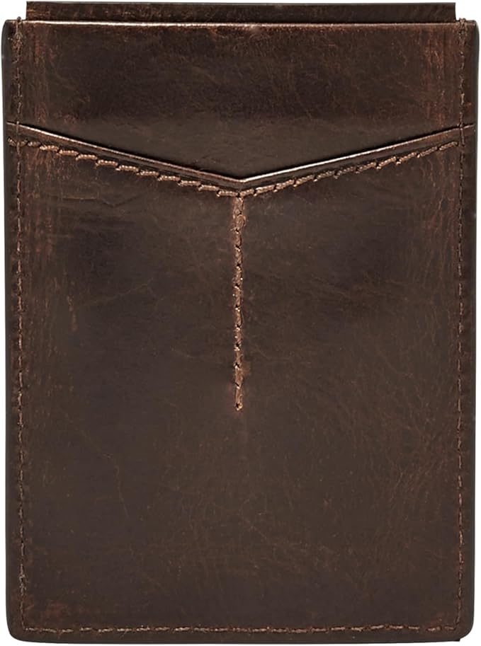 Fossil Men's Leather Minimalist Magnetic Card Case with Money Clip Front Pocket Wallet for Men