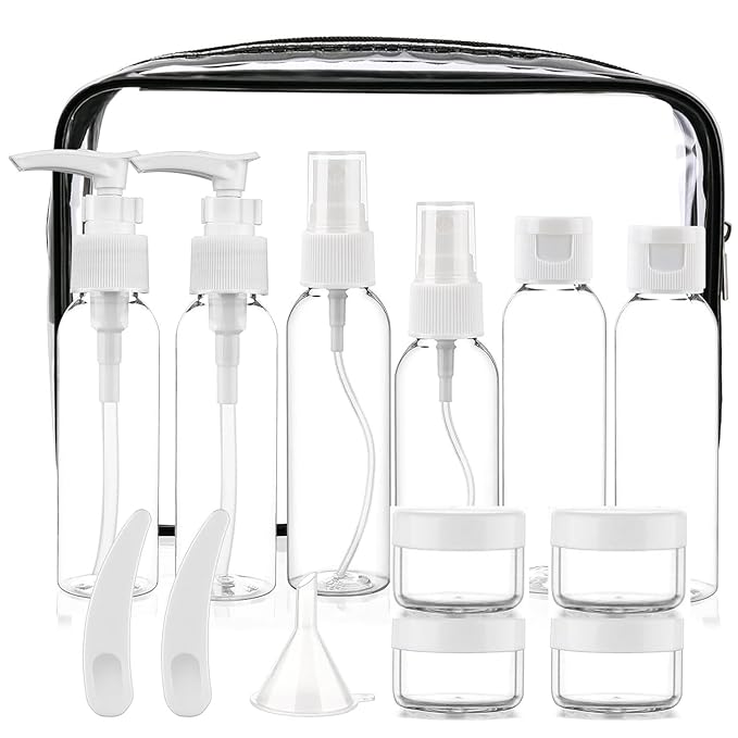 Cosywell Travel Size Bottles for Toiletries 15 Pack 2oz TSA Approved Toiletry Bottles Leak Proof Travel Kit for Women Men TSA Clear Toiletry Bag Shampoo Lotion Skincare Cosmetic Container(White)