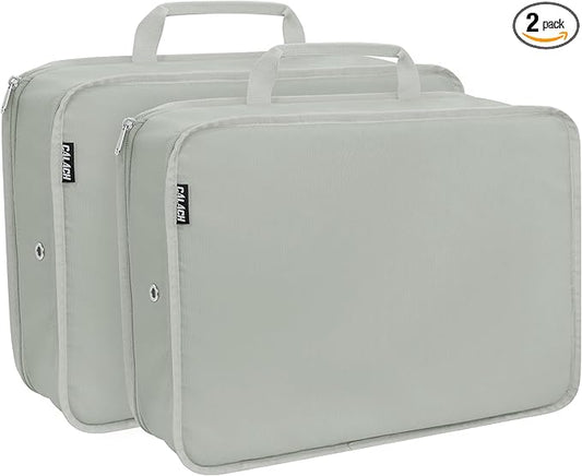Compression Packing Cubes for Travel Essentials, 2 Pack Expandable Travel Cubes for Packing Bags Suitcase Organizer, Grey
