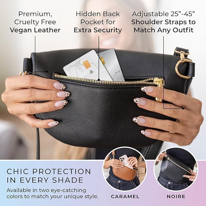 Leather RFID Anti Theft Sling Bag for Women, Pickpocket Proof Travel Crossbody Bag, RFID Blocking Crossbody Purse for Women