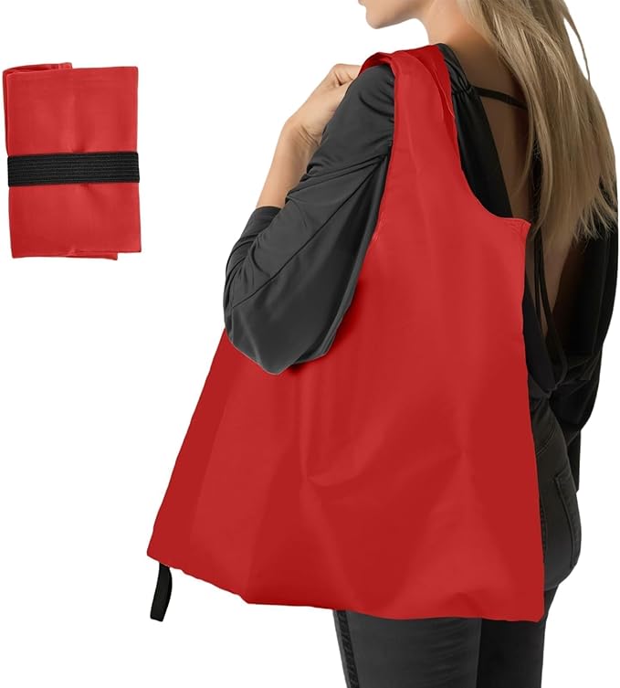 Washable Reusable Grocery Bags, Foldable Reusable Shopping Bags, Polyester Tote, Pocket Size Carrier