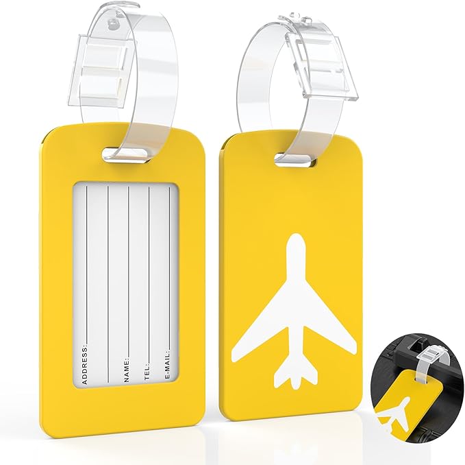 2 Pack Silicone Luggage Tag with Name ID Card Perfect to Quickly Spot Luggage Suitcase, TSA Approved, Luggage Identifiers for Suitcases and Bags, Privacy Protection Travel Suitcase Tags