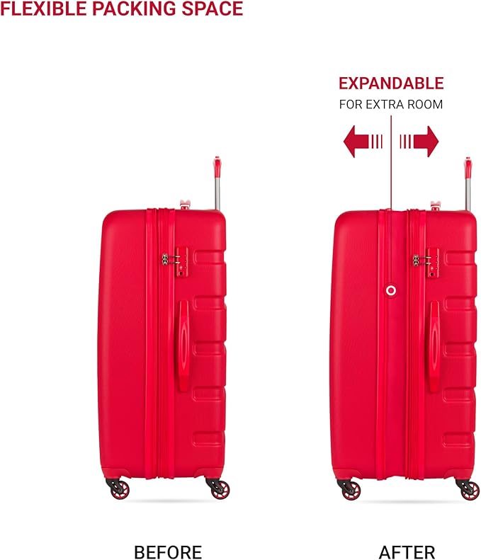 SwissGear 7366 Signature Hardside Expandable Luggage with Spinner Wheels, TSA Lock, Cup-Holder, Red, 2-Piece Set (19/27)