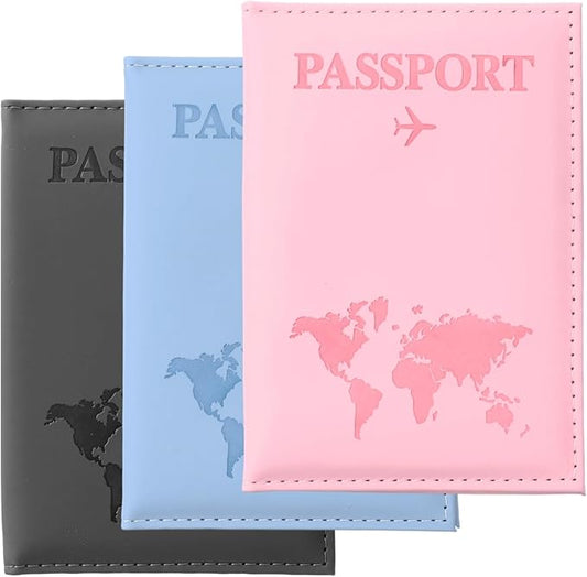 3 Pack Passport Covers, Passport Holder for Travel PU Leather Passports Wallet Cover Case for Women and Men Travel Essentials Accessories