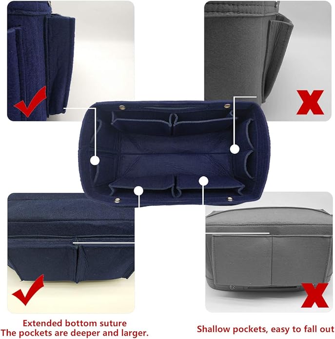 LEXSION Felt Purse Organizer Insert - Multi Pocket Bag in Bag Organizer Shaper