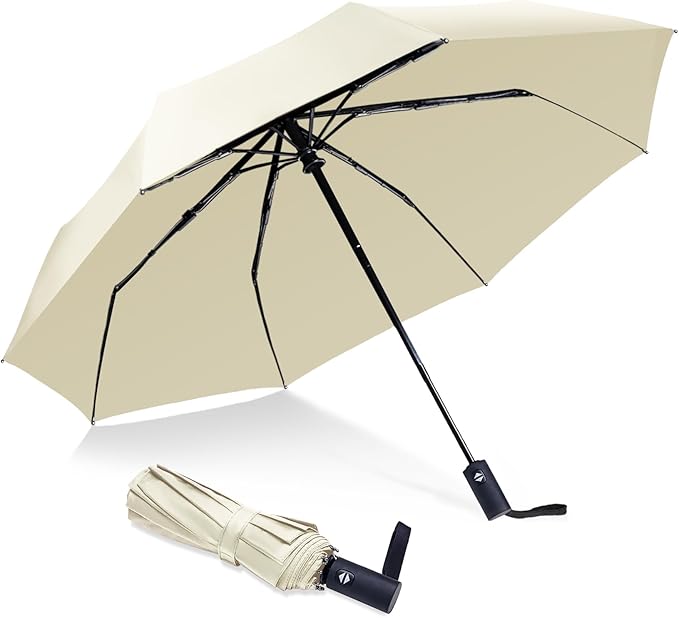 NPCQUN Travel Essentials Umbrella Windproof Compact Collapsible Light, Automatic, Strong and Portable, Wind Resistant Folding Small Umbrella for Rain