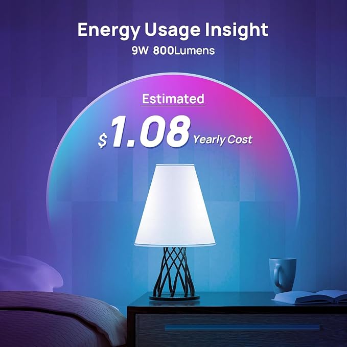 Consciot Smart Light Bulbs, A19 Google Home Color Changing Bulbs, 4-Pack | 800 Lumens, 60W Equivalent, Works with Apple Home, Alexa, Google Home & SmartThings, Dimmable LED Bulbs