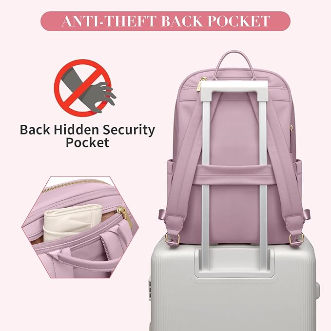 GOLF SUPAGS Women Laptop Backpack Casual Daypack for Work Travel College Backpack Purse Fits 14 Inch Notebook (Pinkish Purple)